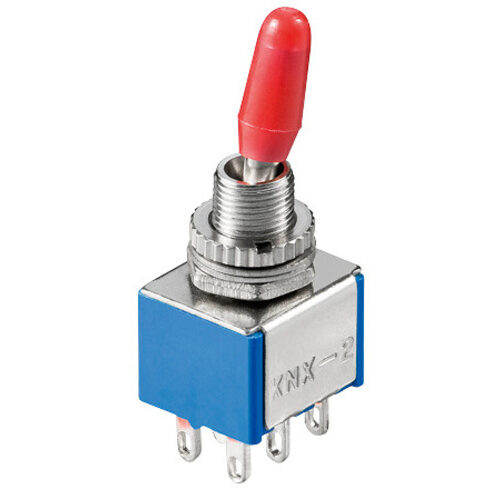 Miniatur-Kippschalter, 2 x um, 6 A/125 V oder 3 A/250 V