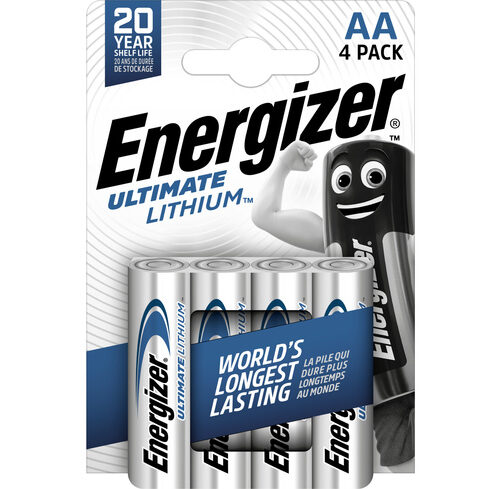 Energizer Ultimate Lithium-Batterie Mignon AA, 1,5V, 3000 mAh, 4er Pack
