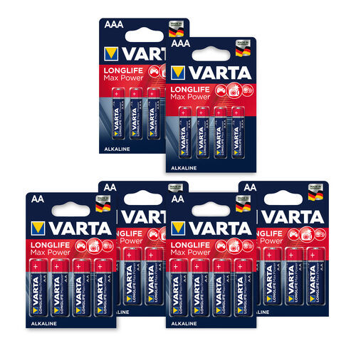 Varta Longlife Power Max, Alkaline Batterie - Vorratspack, 8 x Micro AAA und 16 x Mignon AA