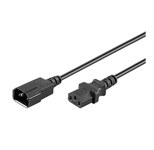 Kaltgeräteverlängerung, AC Buchse auf AC Stecker, 0,5 m, schwarz