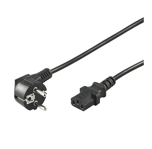Netzkabel, abgewinkelter Schutzkontakt auf Kaltgerätestecker IEC 320 C13, 5 m, schwarz