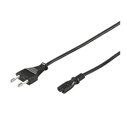 Netzkabel, Eurostecker auf Doppelbuchse 3 m, schwarz