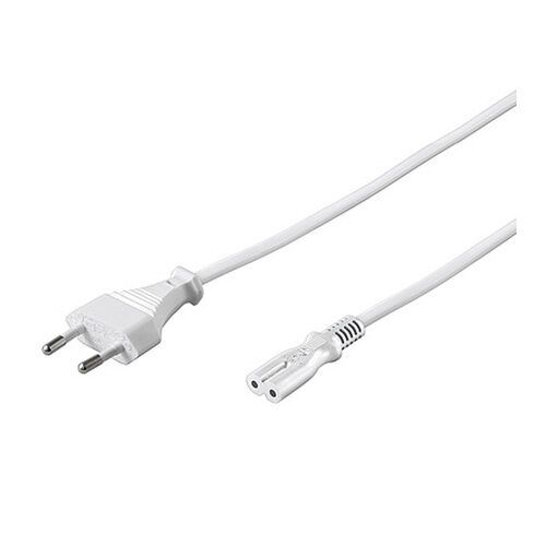 Netzkabel, Eurostecker auf Doppelbuchse 5 m, weiss