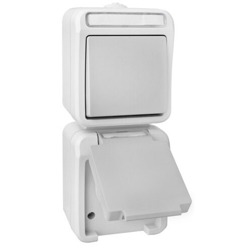 EMZ FR-AP Kombination Wechselschalter-Steckdose IP54, senkrecht