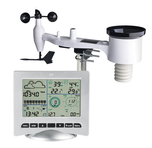 ELV Funk-Wetterstation WS3080, inkl. Kombi-Solar-Außensensor (868 MHz) und PC-Auswertesoftware