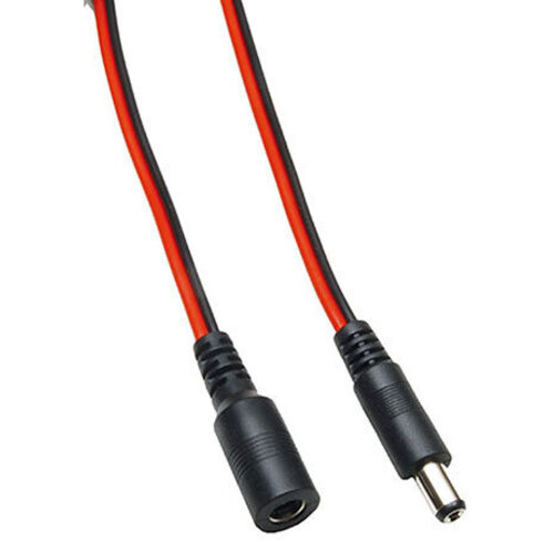 DC-Verlängerung 2 x 0,4 mm² mit DC-Hohlstecker 2,1/5,5/9,5 mm auf 2,1/5,5 mm, 3 m, rot-schwarz
