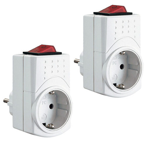 EverFlourish 2er-Set Zwischenstecker mit Schalter, 2-polig