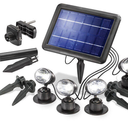 esotec Solar-LED-Beleuchtungs-Set Solarspot Quattro Power, IP44