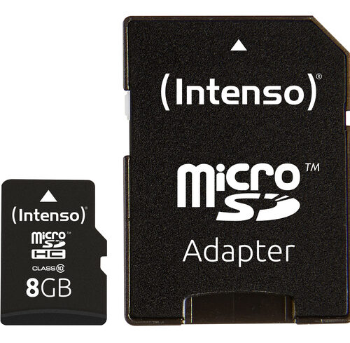 Intenso microSDHC-Karte, Class 10, mit SD-Adapter, 25 MB/s, 8 GB