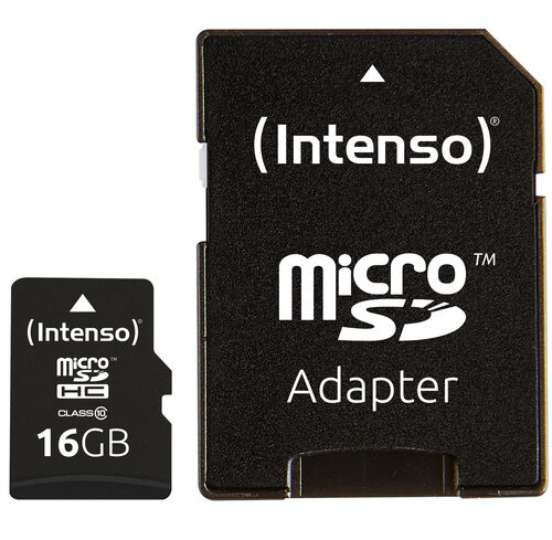 Intenso microSDHC-Karte, Class 10, mit SD-Adapter, 25 MB/s, 16 GB