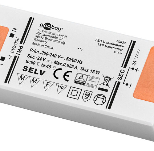 goobay LED-Netzteil / LED-Trafo, 15 W, 24 V DC, 0,625 A, Konstantspannung, IP20, ultraflach