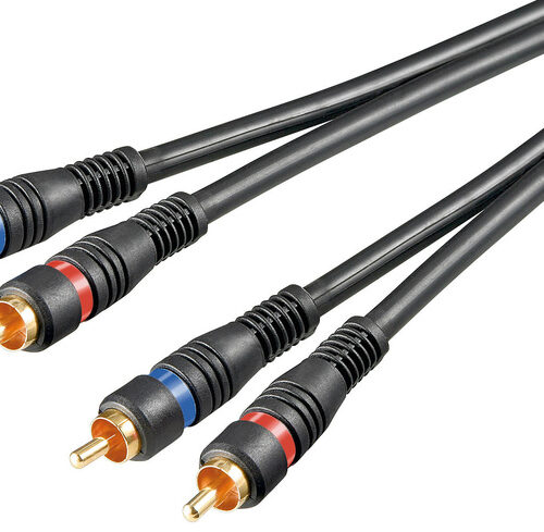 goobay Cinch-Verbindungskabel, 2x Cinch-Stecker auf 2x Cinch-Stecker, vergoldete Kontakte, 2 m