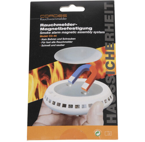 Selbstklebende Universal-Magnethalterung für Rauchmelder bzw. Gefahrenmelder, 3M-Klebepad, Ø 70 mm