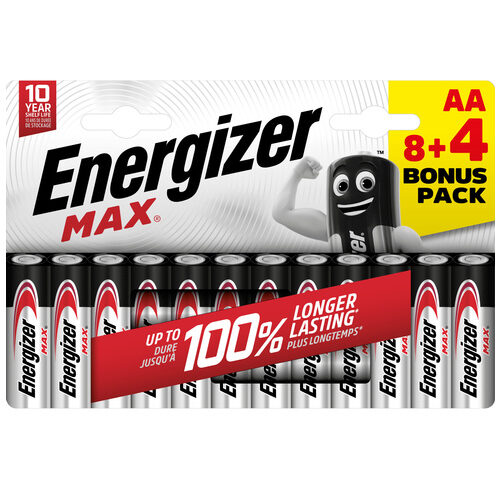 Energizer Max Alkaline Batterie Mignon AA, 8+4 Sparpack