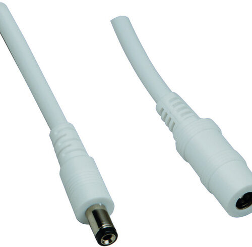 DC-Verlängerung 2 x 0,5 mm² mit Hohlstecker 2,5/5,5/9,5 mm auf Hohlsteckerkupplung 2,5/5,5 mm, 3 m