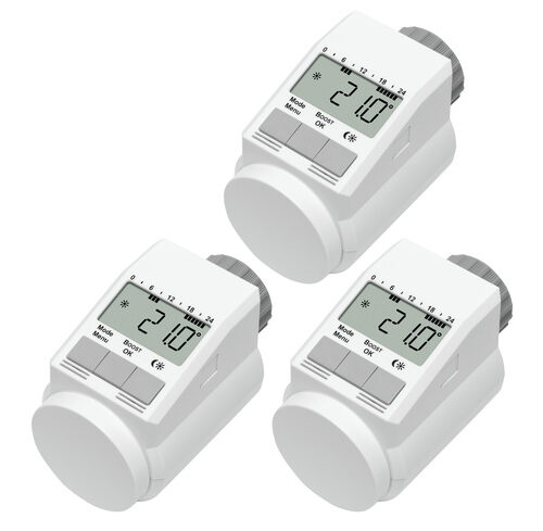 Eqiva 3er-Set Elektronischer Heizkörperthermostat Model L mit Boost-Funktion