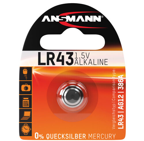 Ansmann Alkaline-Knopfzelle, Typ AG-12, LR43