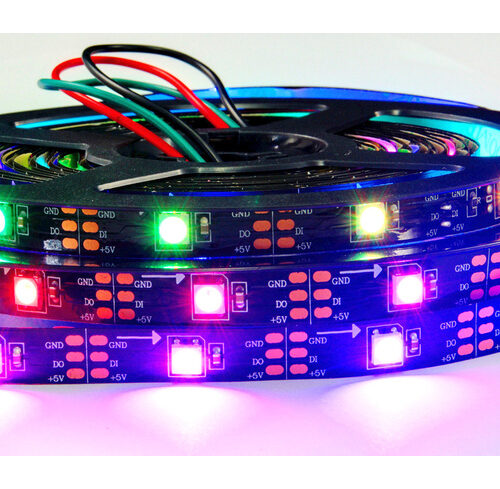 Diamex 5-m-LED-Streifen mit WS2812-kompatiblen-LEDs, 30 LEDs/m, schwarze Platine