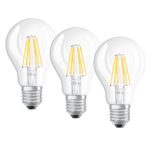 OSRAM 3er-Set LED RETRO Glass Bulb 7,5-W-LED-Lampe E27, klar