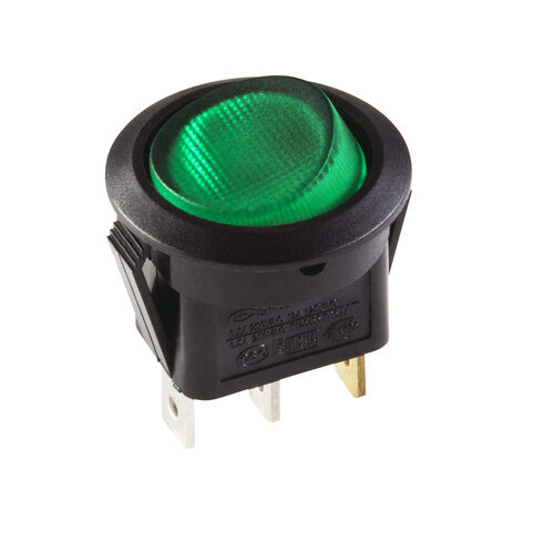 inter Bär Einbau-Wippenschalter Serie 3630, 6,5 A, 250 V, schwarz/grün