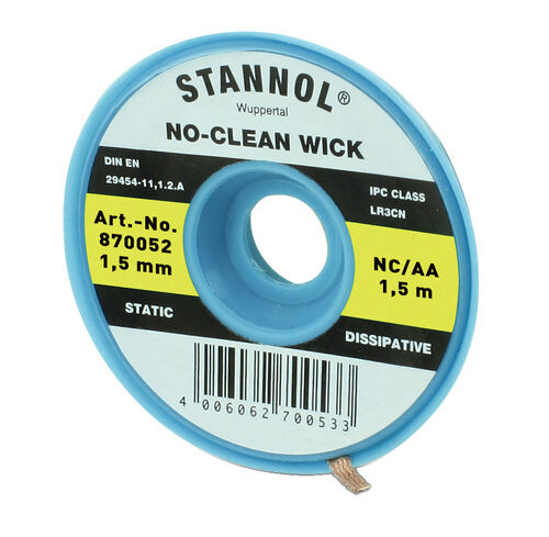 Stannol No-Clean Entlötlitze, ESD-verpackt, 1,5 m lang, 1,5 mm breit
