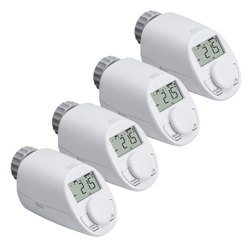 Eqiva 4er-Set Elektronischer Heizkörperthermostat Model N mit Boost-Funktion, leises Kompaktgetriebe