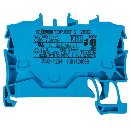Wago 2-Leiter-Durchgangsklemme 2002-1204, Blau, 2,5 mm²