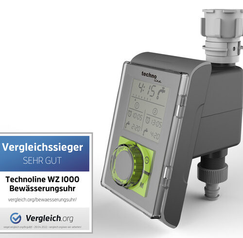 technoline Bewässerungscomputer WZ 1000 mit Display, für Standard-Wasserhähne, batteriebetrieben
