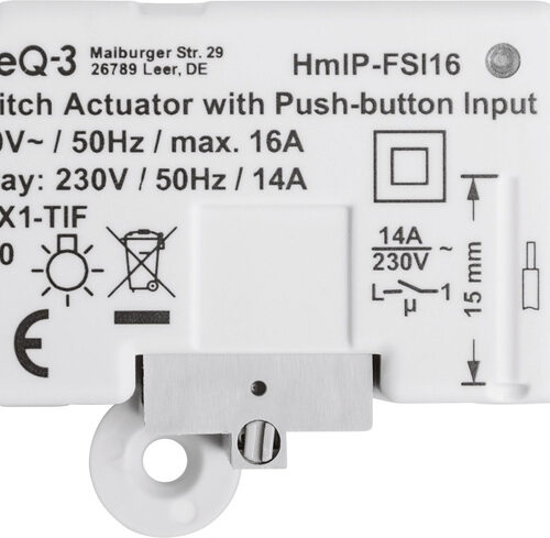Homematic IP Smart Home Schaltaktor mit Tastereingang (16 A) – Unterputz, HmIP-FSI16