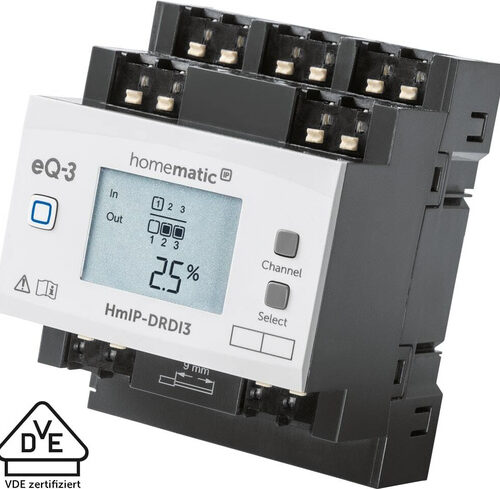 Homematic IP Smart Home Dimmaktor für Hutschienenmontage – 3-fach, HmIP-DRDI3