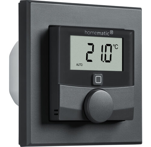 Homematic IP Smart Home Wandthermostat mit Schaltausgang – für Markenschalter, anthrazit, HmIP-BWTH-A