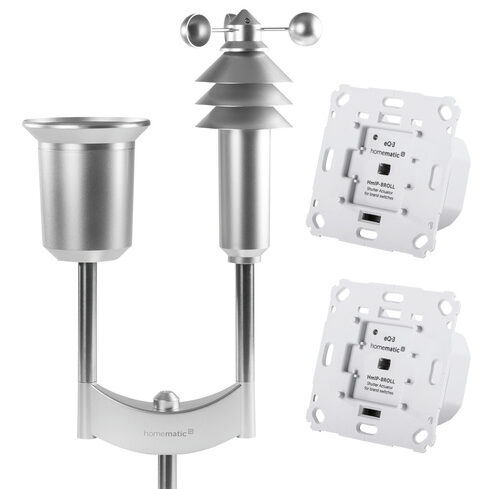 Homematic IP Smart Home Set Wetterschutz mit 2x Rollladenaktor und Wettersensor Plus