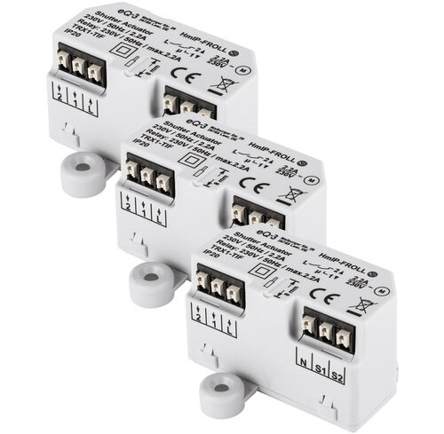 Homematic IP Smart Home 3er-Set Rollladenaktor HmIP-FROLL – Unterputz, auch für Markisen geeignet