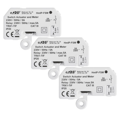 Homematic IP Smart Home 3er-Set Homematic IP Schalt-Mess-Aktor HmIP-FSM, 5 A, Unterputz