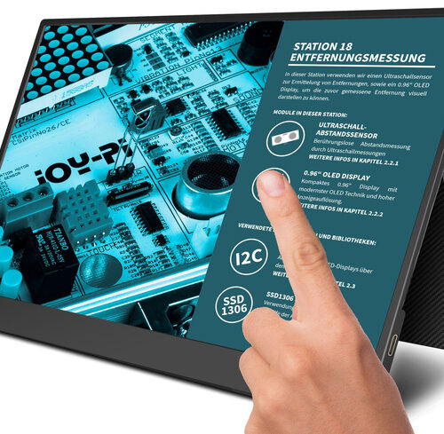 Joy-IT Tragbarer 13,3" Touchscreen-Monitor / Zweitmonitor JOY-VIEW, Smart Case Hülle