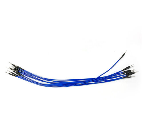 ELV hochwertiges Steckkabel-Set, Stecker auf Stecker, 10 Stück, blau, 200 mm