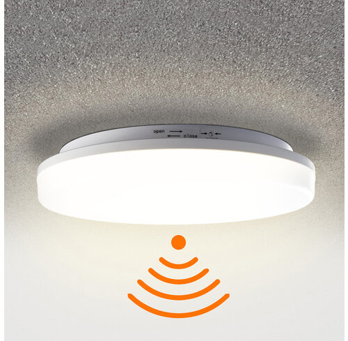 HEITRONIC 24-W-LED-Wand-/Deckenleuchte Pronto mit HF-Bewegungsmelder, warmweiß, rund, IP54