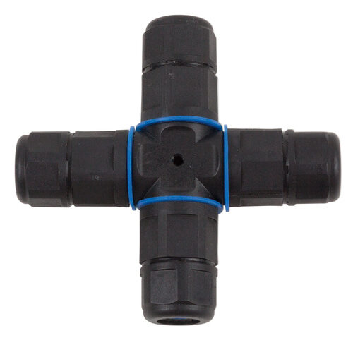 HEITRONIC Kreuz-Kabelverbinder, 3-polig, IP68, mit Schraubklemmen, wasserdicht bis 1 m