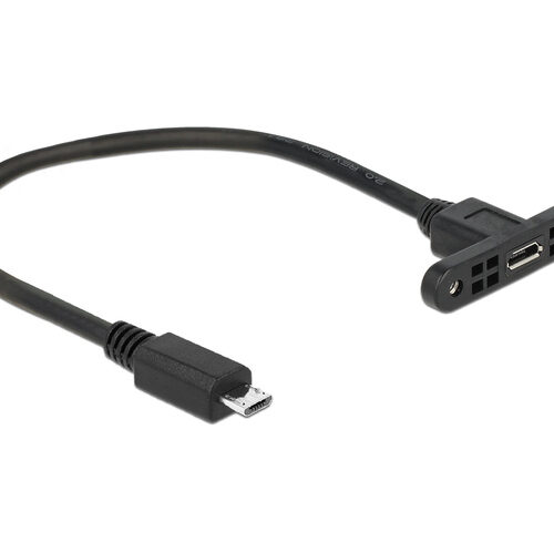 Delock USB-Adapter, Micro-USB-Buchse auf Micro-USB-Stecker mit Schraubfixierung, 25 cm