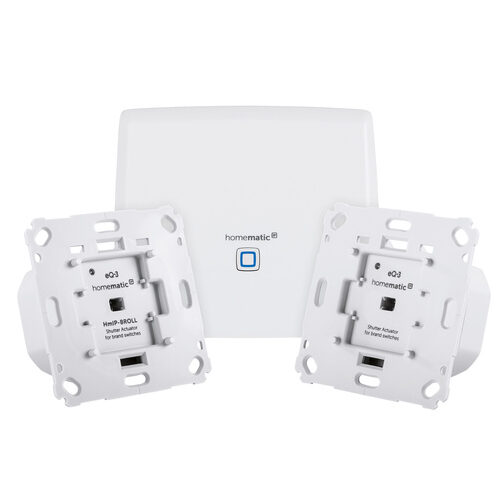 Homematic IP Set mit Smart Home Zentrale CCU3 und 2x Rollladenaktor für Markenschalter