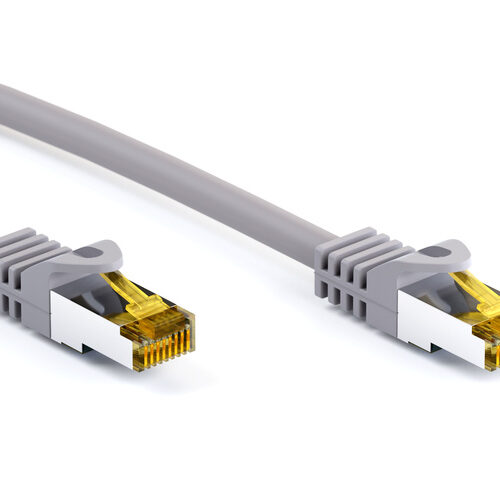 Goobay Patchkabel, Cat.7 Rohkabel, mit RJ45-Steckern (Cat.6a), S/FTP, halogenfrei, grau, 0,25 m