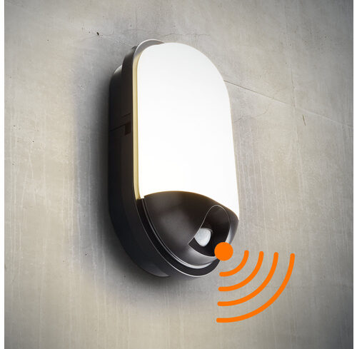 HEITRONIC 20-W-LED-Wand-/Deckenleuchte Toledo mit 120°-Bewegungsmelder, oval, IP65