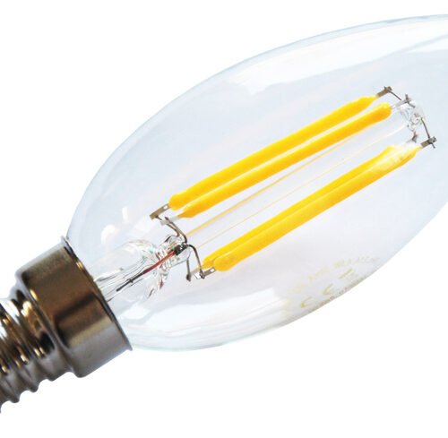 HEITEC 4,5-W-Filament-LED-Kerzenlampe, E14, 420 lm, warmweiß, klar