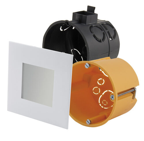 HEITRONIC 2,6-W-LED-Einbaupanel Nizza, passt in Schalter- und Hohlwanddosen, eckig, weiß, IP20