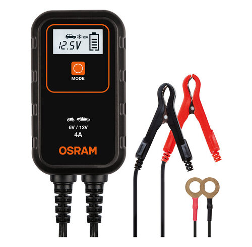 OSRAM Kfz-Batterieladegerät BATTERYcharge 904, 6/12 V, 4 A, für Motorräder/kleinere Autos