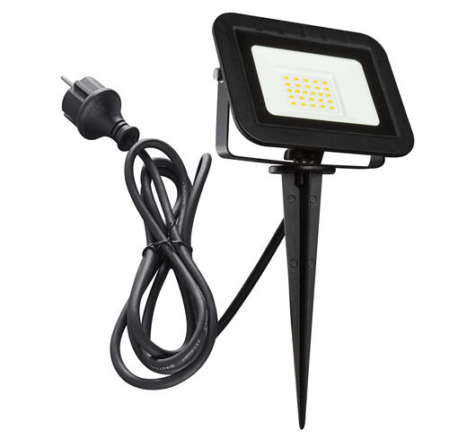 HEITRONIC 20-W-LED-Erdspießstrahler YORK, 3-m-Anschlussleitung mit Stecker, IP44, schwarz
