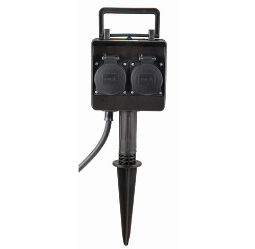 HEITRONIC 2fach Energieverteiler Dubai mit Timer, 2x Steckdosen, IP44
