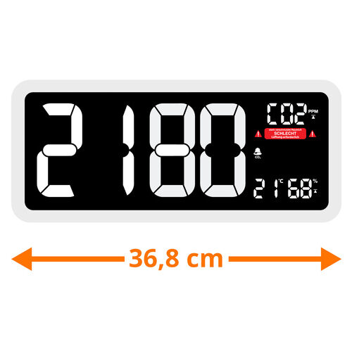 technoline CO2-Messgerät im XXL-Wanduhr-Design WL1040, Kohlendioxid, mit grafischer Ampel-Anzeige