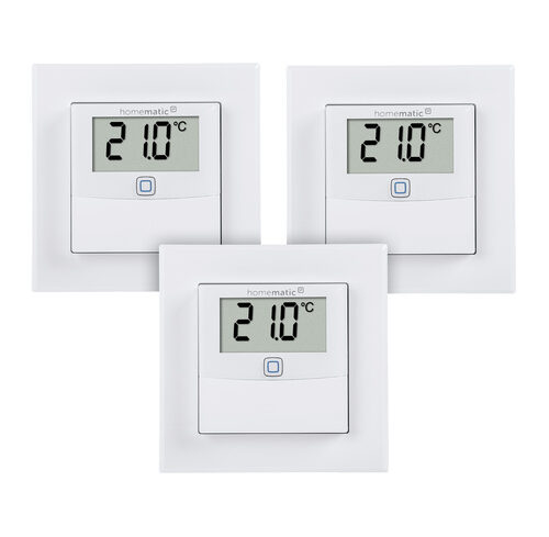 Homematic IP Smart Home 3er-Set Temperatur- und Luftfeuchtigkeitssensor HmIP-STHD mit Display, innen