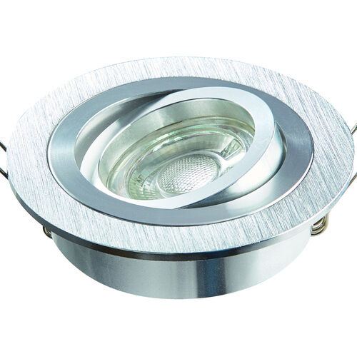 HEITRONIC Einbaufassung DL7801 für GU10 und GU5,3, schwenkbar, rund, silber